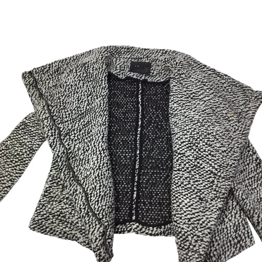 Blank NYC Asymmetrical Zip Marled Boucle Nubby Wool Blend Jacket Size Large